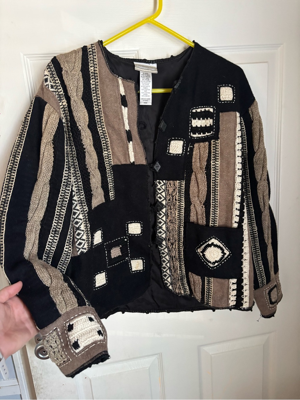 Vintage Woven Patchwork Jacket - Black & Brown